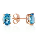 thumbnail image 1 of Galaxy Gold 14K Rose Gold Oval-Shaped Blue Topaz Stud Earrings, 1 of 3