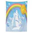 thumbnail image 3 of Ambesonne Cartoon Tablecloth Rectangular Table Cover, Ship Rainbow, 60"x84", Multicolor, 3 of 4