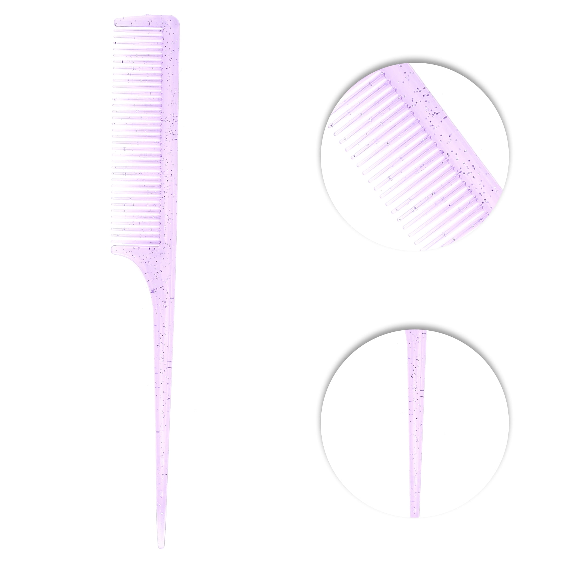 Unique Bargains 4Pcs Women Durable Clear Rat Tail Comb Purple