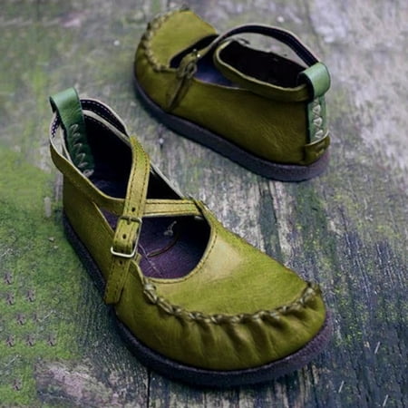 

Shoes for Women LnjYIGJ Women s Pleated Buckle Low Top Flat Heel Shallow Round Toe Comfortable Shoes