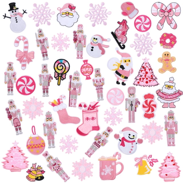 Tigeen 48 Parches Navideños Rosa para Planchar, Bordados