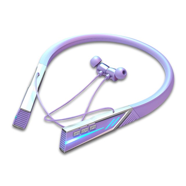 Bearachild Auriculares compatibles con Bluetooth, recargables, impermeables, a prueba de sudor, de baja demora, juegos HIFI, auriculares internos Cables de audio/vídeo Violeta