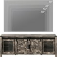 LED Farmhouse TV Stand for 75 Inch TV with Sliding Barn Door Wood Mid
