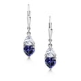 thumbnail image 2 of Gem Stone King 925 Sterling Silver Blue Iolite and  White Moissanite Dangle Leverback Earrings for Women (2.10 Cttw, Gemstone, Heart Shape 6MM, Trillion 5MM), 2 of 4