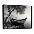 thumbnail image 2 of Designart "Lakeside Boat Landscape" Coastal Boat Floater Framed Canvas Art Print, 2 of 5