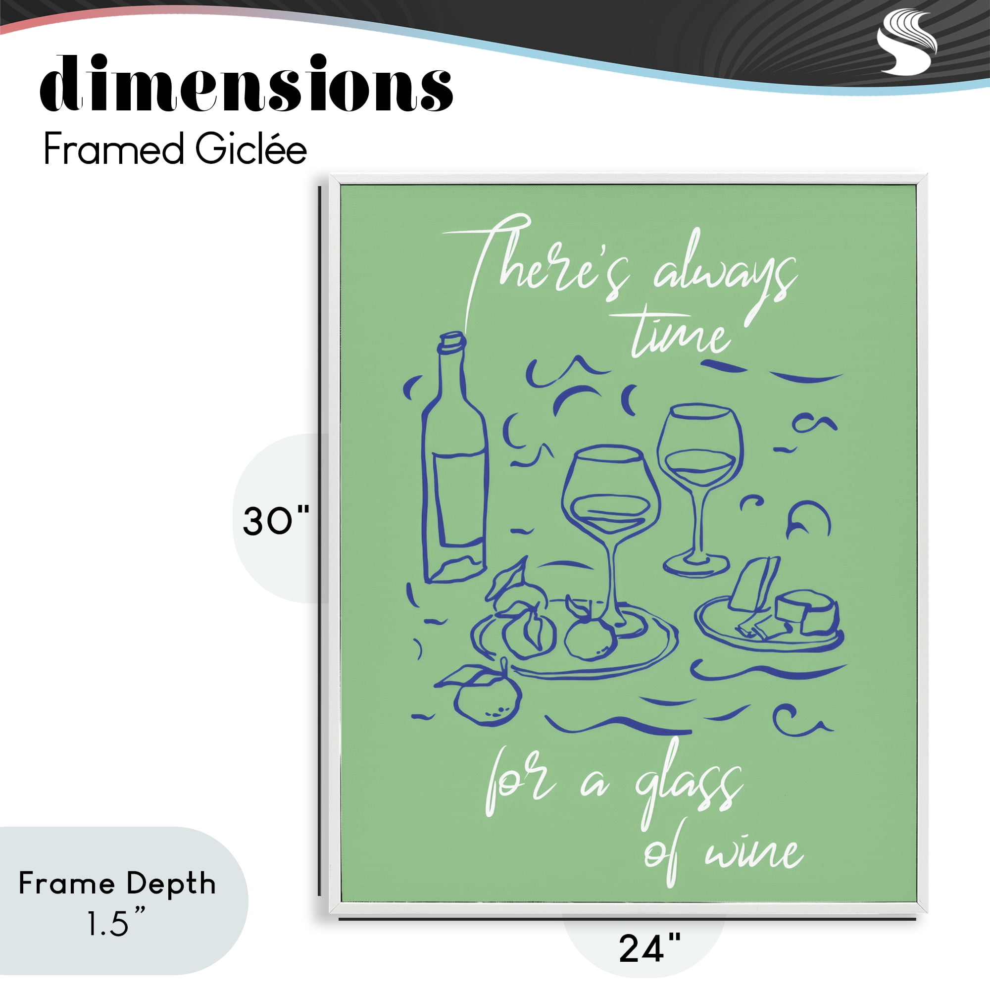 Stupell Industries Always Time For Glass Of Wine White Framed Giclee Art, design by The Prints Vibe