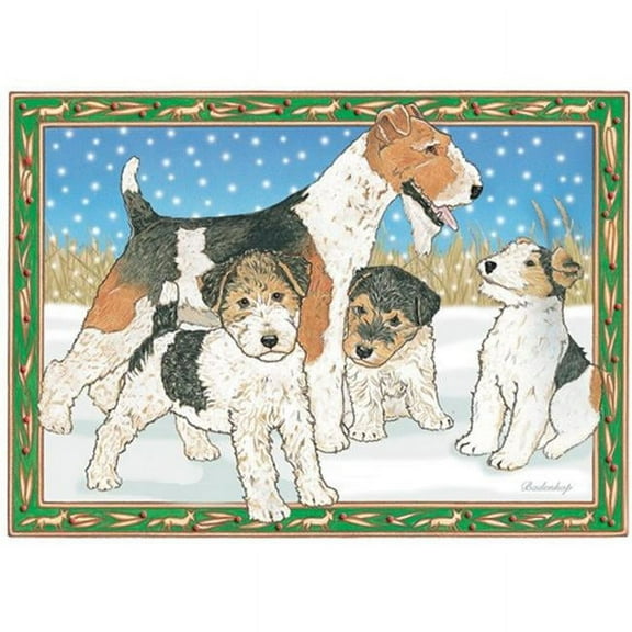 Pipsqueak Productions C857 Holiday Boxed Cards- Fox Terrier Wire