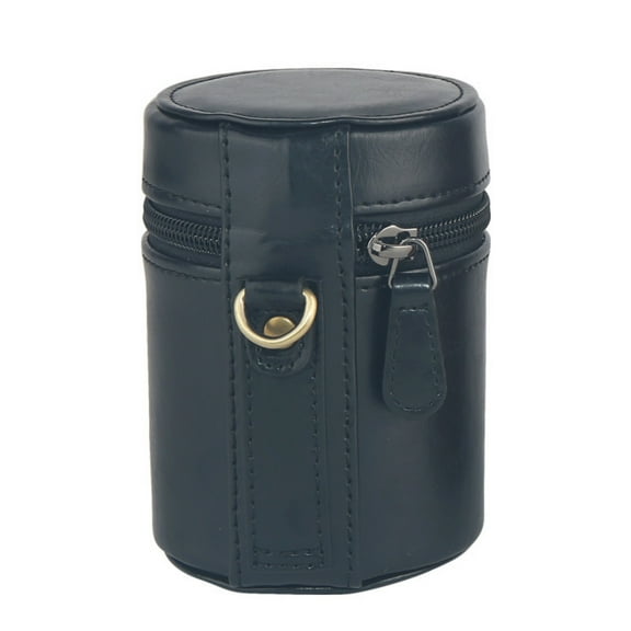 Protective Leather Lens Case with Zipper Closure, Portable Pouch for Camera Lenses, Travel-Friendly, Shockproof and Durable Storage Bag for Photographers