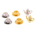 thumbnail image 2 of 1Set 1:12 Dollhouse Miniature Teapot Cup Saucer Metal Tea Set Dining Table Model Decor Toy Doll House Accessories, 2 of 20