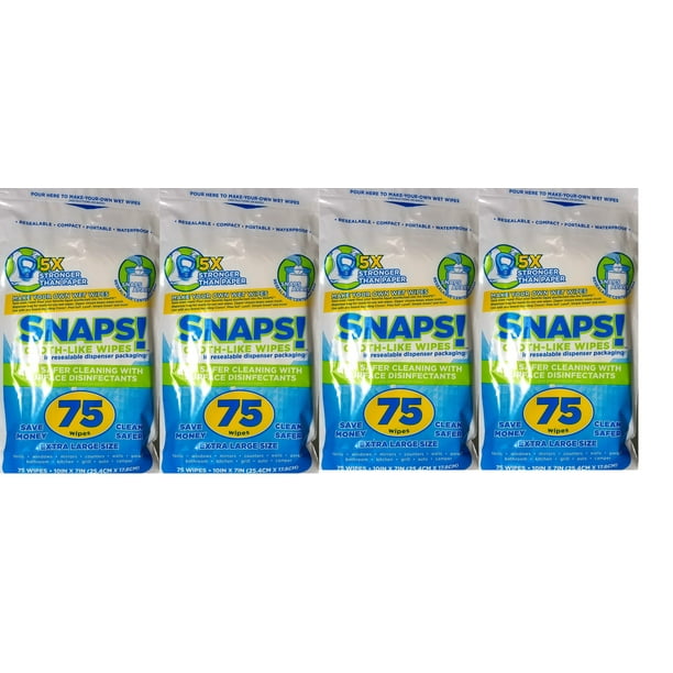 Snaps! ClothLike Wipes. Make your own wet wipes. 75 wipes per bag
