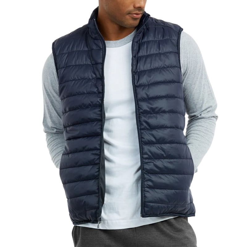 Men’s Down Puffer Vest with Zipper Pockets Lightweight S-3XL Packable Full Zip Up Running Warm Sleeveless Jacket Shell Outwear Fall Winter Menswear