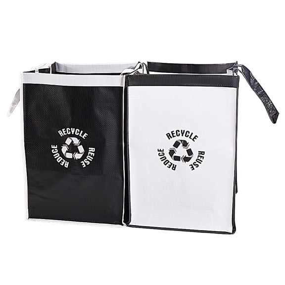 2Pcs Trash Sorting Bins Reusable Recycling Bags with Handle Polypropylene Waterproof Home Indoor Recycle Waste Organizer Baskets