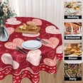 thumbnail image 2 of Nappe Ronde Cœur d'Amour pour la Saint-Valentin, Anniversaire de Mariage, Propositions de Mariage Ou Fiançailles, Nappes Rouges 60 Pouces Lavables en Polyester pour Salle à Manger Restaurant Fête, 2 of 6