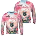 thumbnail image 3 of Hello Valentine’s Day Newfoundland Flower Crown Romantic Pink Floral All Over Print 3D Sweatshirt Unisex Merch Newfie Dog Lover Gifts - 00031, 3 of 6