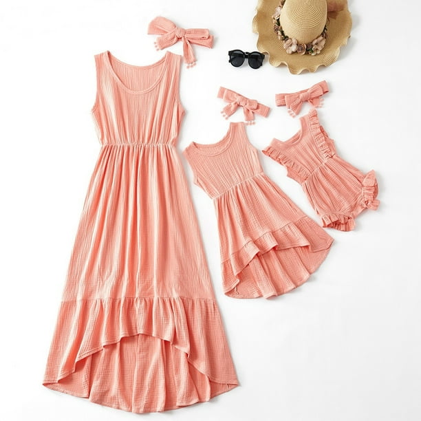 Summer Parent Child Dress Cotton Family Skirt For Mother Daughter Baby Girl Irregular Hemline Long Dress For Sisters Walmart Com