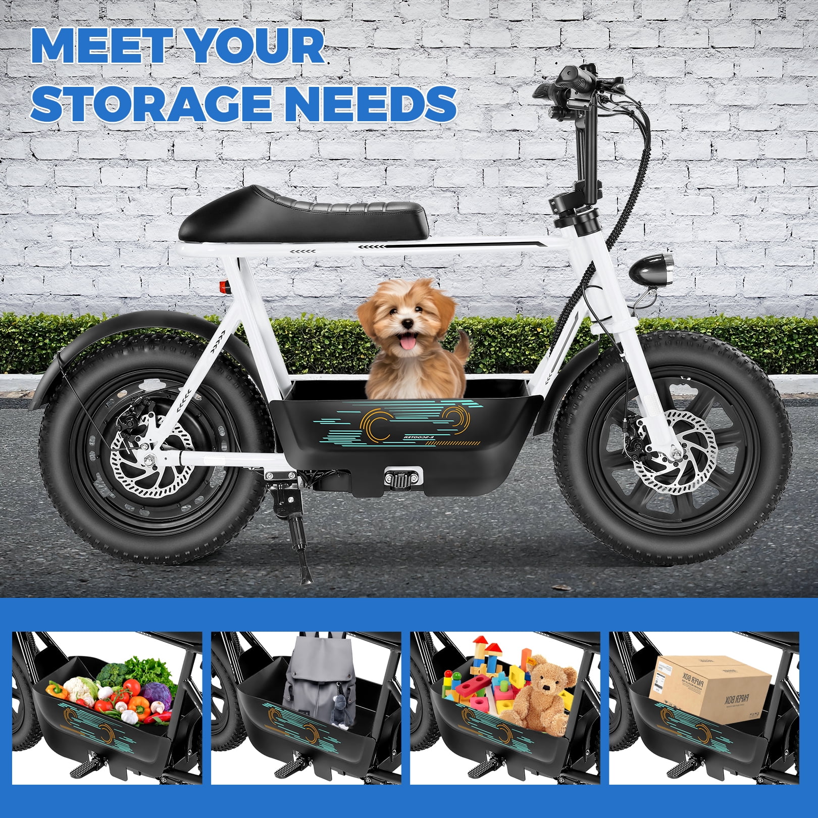 SANOPY Electric Scooter with Seat for Adults, 350W Motor up to 15 Miles Range 20 Mph, 16" Fat Tire for All-Terrain, Motorcycle Style E-Scooter for Commuting with Carry Basket, White