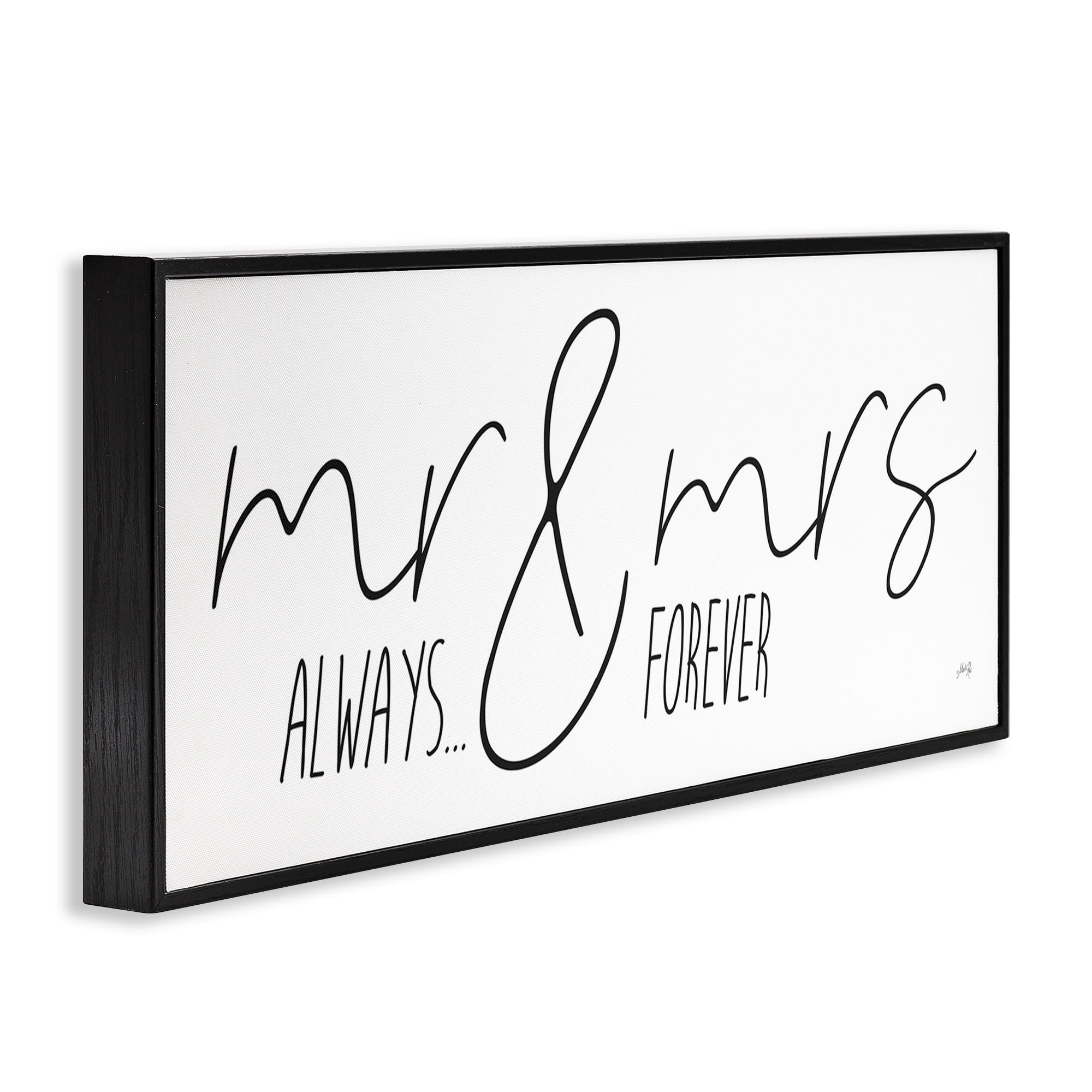 Stupell Industries Romantic Always & Forever Typography Painting Black Framed Art Print Wall Art, 24 x 10