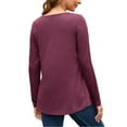 thumbnail image 4 of Fancyglim Womens Henley Tops V Neck Blouse Long Sleeve Button Up Shirts Burgundy M, 4 of 5