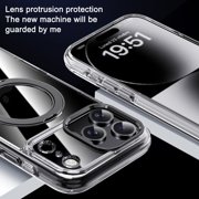 ShellTech For Apple iPhone 15 Pro Max Magnetic Ring Kickstand Hybrid Case, Lightweight PC+TPU Shockproof Anti-Scratch Non-Slip Back Cover with Wireless Charging and Anti-Fingerprint,Silver