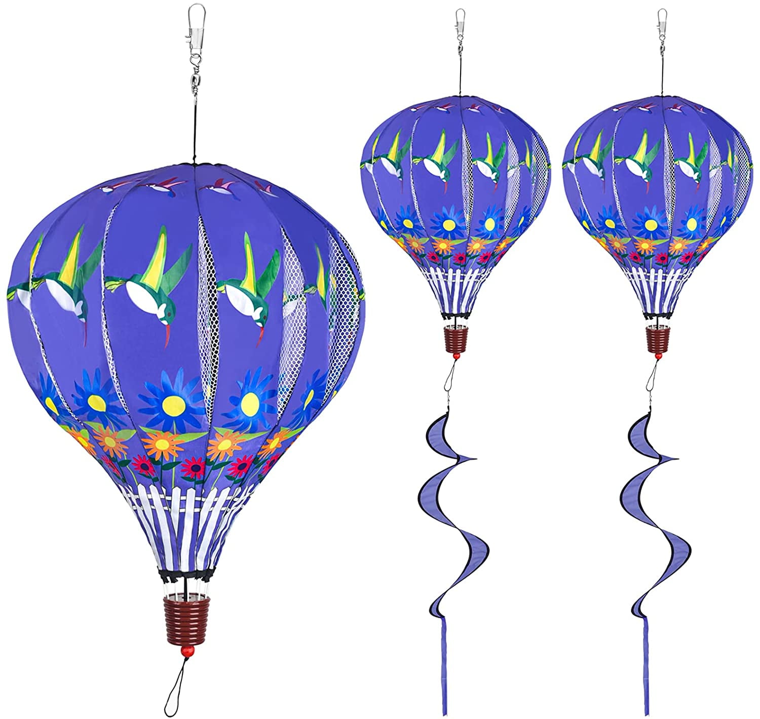 Patriotic Hot Air Balloon Garden Wind Spinners Giant Flag Pinwheels