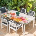 thumbnail image 2 of Pink Yellow Floral Table Cloths for 3 Foot Rectangle Tables, Spring Flowers Elegant Pastoral Leaves Patio Waterproof Elastic Fitted Tablecloths, Washable Rectangular Table Cover for Camping, 2 of 8