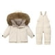 thumbnail image 2 of Conjunto de dos piezas de chaqueta y pantalón de esquí para niños, de invierno, grueso, impermeable, resistente al viento y cálido, con capucha y manga larga, con tirantes, de poliéster, 2 of 8