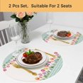 thumbnail image 5 of Spring Tulip Round 13 Inch Placemats Set of 2, Botanical Budding Flowers Green Lattice HeatResistant Non Slip Place Mats for Dining Table, Wipeable Braided Kitchen Table Mats for Housewarming, 5 of 9