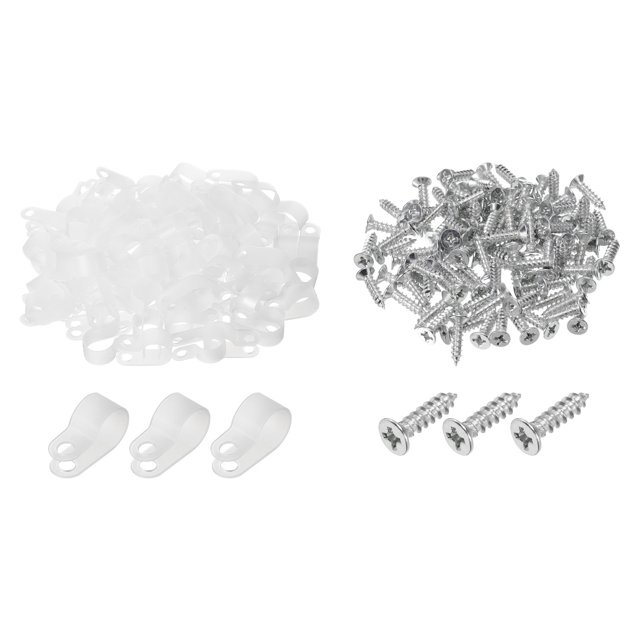 Unique Bargains R-Type Cable Clip Wire Clamp, 13.2mm 0.52 Inch Nylon Clips White 200Pcs