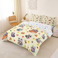 thumbnail image 3 of Castle Fairy Girls Cute Cartoon Food Raccoon Bedding,Heart Star Snack Base Duvet Cover Full,Cream Yellow Pink,Reversible,3pcs,No Comforter,1 Duvet Cover and 2 Pillowcases, 3 of 6