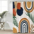 thumbnail image 4 of Shower Curtain Bathroom Set Boho Arch Sun Tropical Leaves Waterproof Fabric Shower Curtains with Grommets&Hooks Terracotta Aesthetic Nordic Style Privacy Bath Curtain for Bathtub 72x84in, 4 of 7