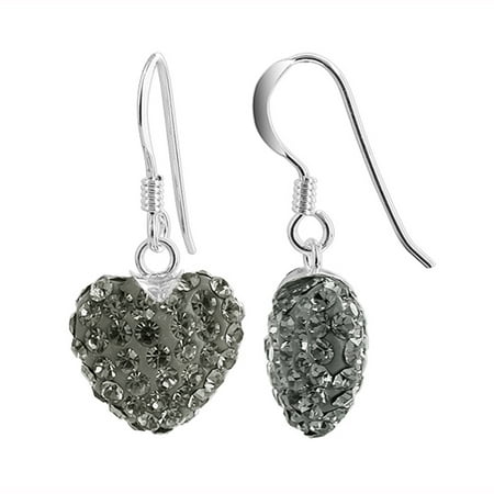 Heart Shape Wire - Gem Avenue Heart Shape 925 Sterling Silver Purple Crystal French Ear Wire Drop Earrings