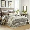 thumbnail image 2 of DUOHONG Queen Bedspread 100% Cotton Farmhouse Reversible Bedding Set, Beige/Brown/Grey, 102"W x 120"L, 2 of 8