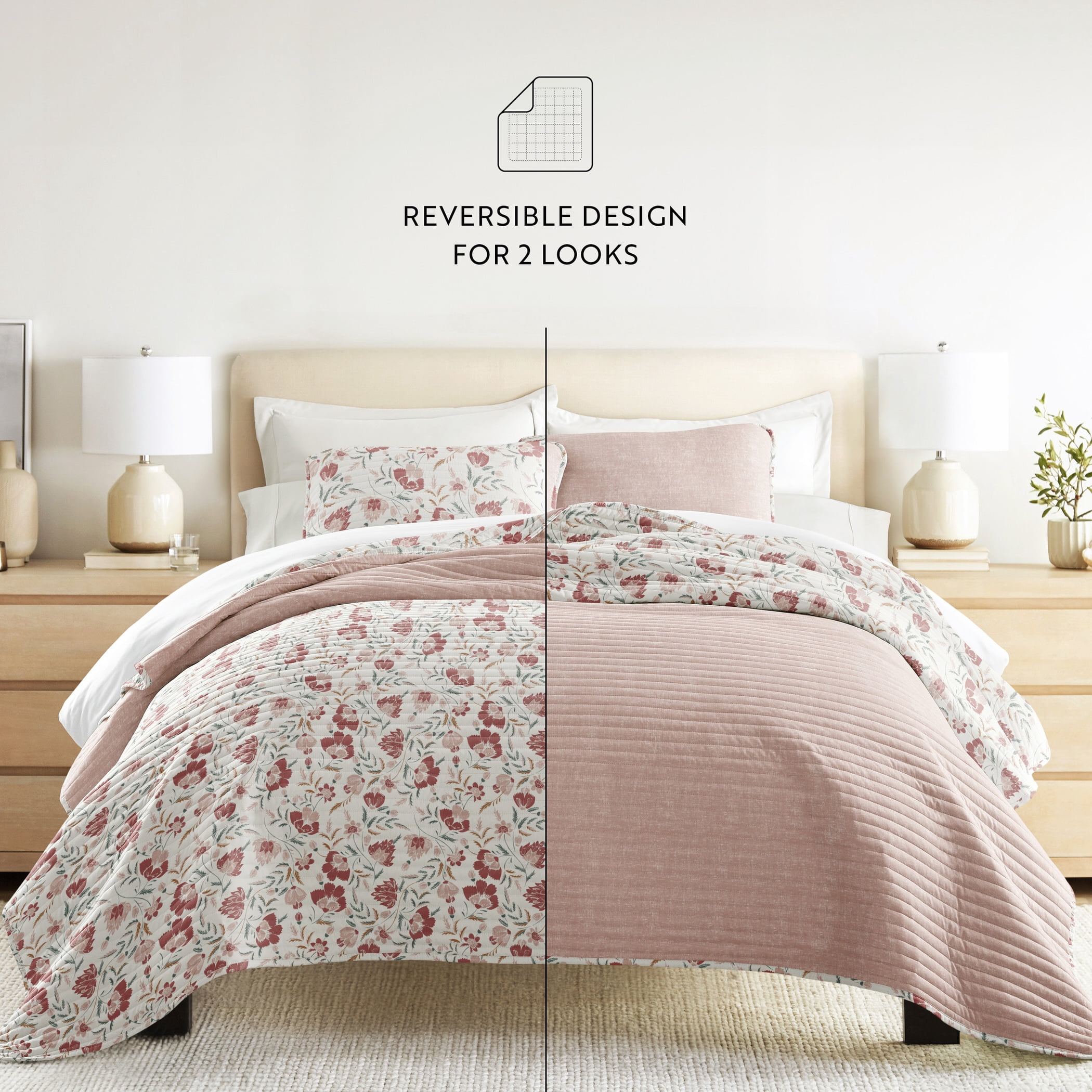 Lightweight Quilt Sets - Wrinkle Free - Coverlet French Jacobean Floral Rose by Comfort Canopy