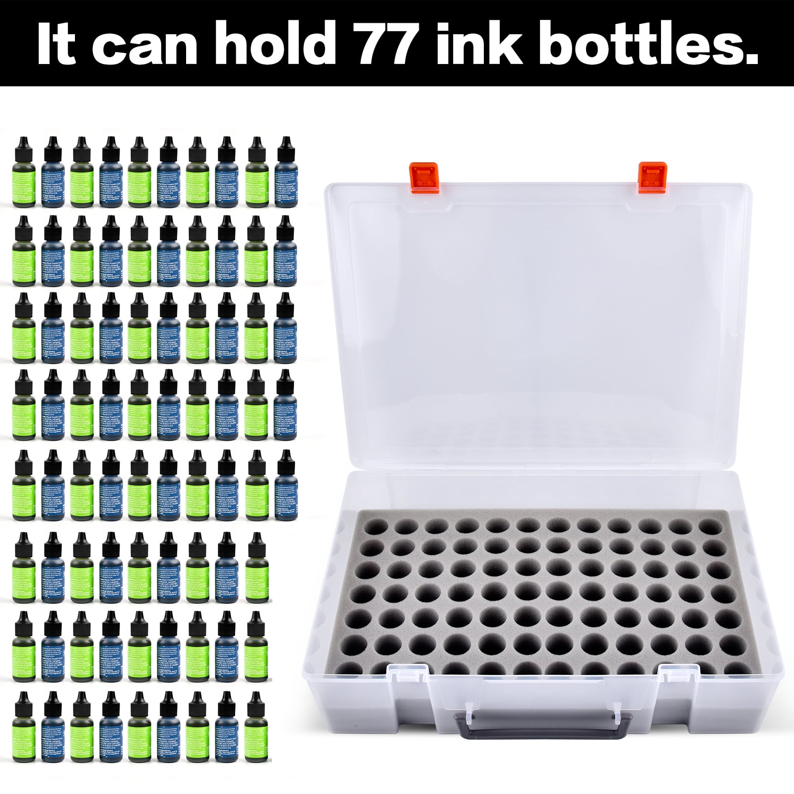 Alcohol Ink Storage Organizer Carrying Case, Holds 77pcs 0.35oz, 0.5oz Bottles of Alcohol Ink Set/ for Stickles Glitter Glue/ for Glossy Accents/ for Reinkers (Case Only)