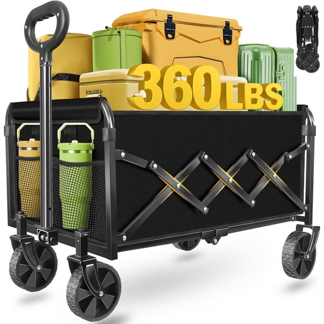 Carrito plegable tipo wagon micieitie 160 kg portátil negro