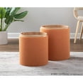thumbnail image 5 of Lumisource Tray Contemporary Nesting Ottoman Set in Orange Fabric and Natural Wood, 5 of 10
