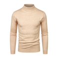 thumbnail image 3 of Mens Sweater - Solid Color Semi High Neck Slim Fit Pullover Knitted Sweater Jacket, Casual Business Style, Daily Office Wear, Trendy Design, Men's Clothing, 3 of 4