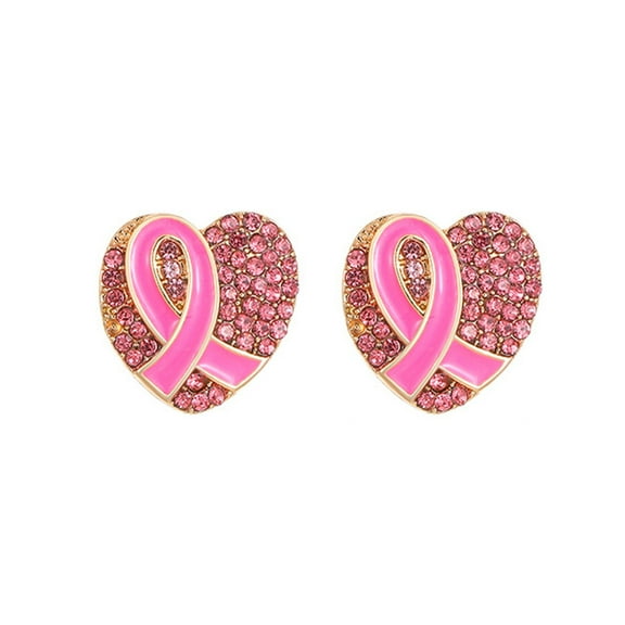 PEIBang Pink Heart Earrings,Ribbon Heart Earrings for Breast Cancer,Pink Jewelry Cute Jewelry Gifts for Women