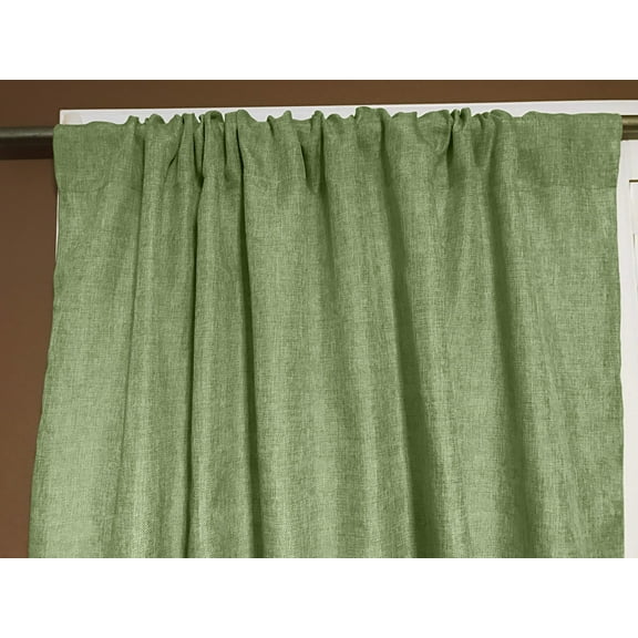 Faux Burlap Texture Polyester Solid Single Curtain Panel 58 Inch Wide Sage