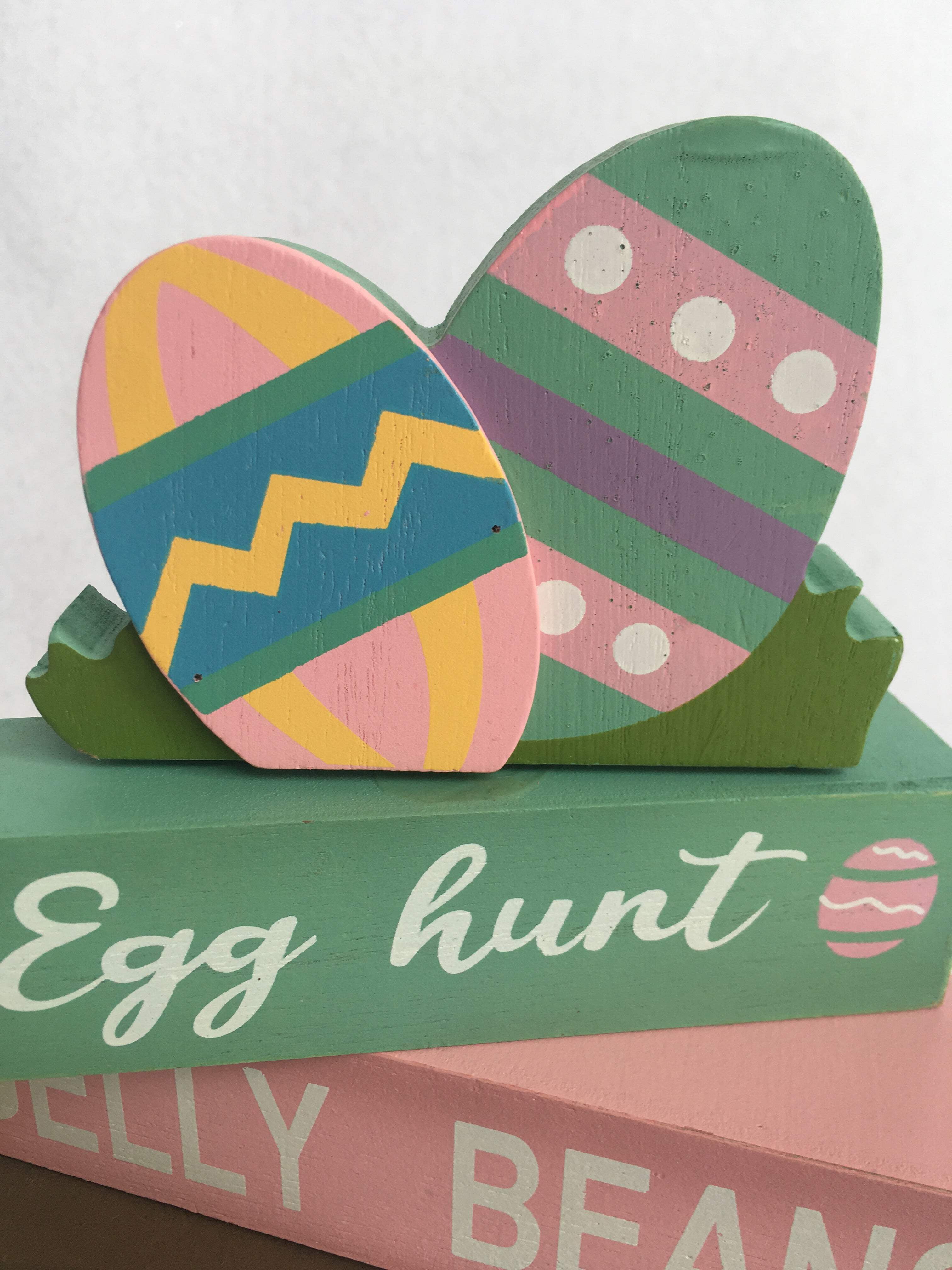 Easter Bunny Jelly Beans Egg Hunt Moveable Block Sitter