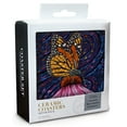 thumbnail image 2 of Monarch Butterfly, Paper Mosaic (Absorbent Ceramic Coasters Set of 4 Matching Images, Cork Back, Kitchen Table Decor), 2 of 3