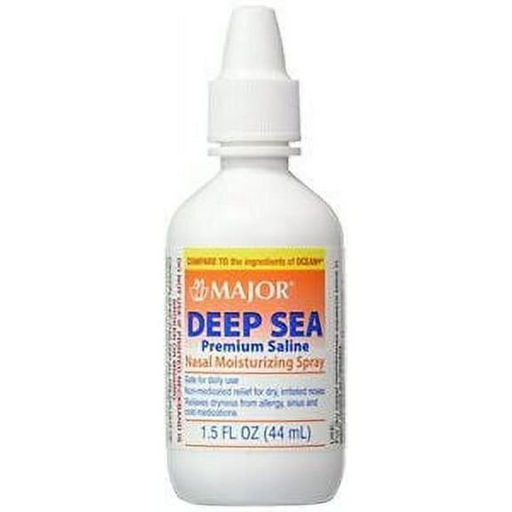 6 Pack Major Deep Sea Premium Saline Nasal Moisturizing Spray 1.5 Oz Each