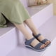 thumbnail image 5 of Sandalias transpirables de color sólido para mujer, zapatos de cuña de esponja de masaje Retro ligeros de gran tamaño para mujer Wmkox8yii nm4873, 5 of 9