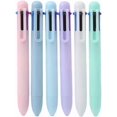 thumbnail image 1 of 6-in-1 Multicolor Ballpoint Pen, 0.5mm Retractable Ballpoint Pen Fine Point, Pens for School Office Students Supplies Planner Journaling, Gift Ballpoint Pens for Nursing Teachers Women Kids (6PCS), 1 of 5
