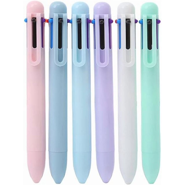 6-in-1 Multicolor Ballpoint Pen, 0.5mm Retractable Ballpoint Pen Fine Point, Pens for School Office Students Supplies Planner Journaling, Gift Ballpoint Pens for Nursing Teachers Women Kids (6PCS)