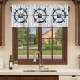 thumbnail image 6 of Navy Blue Retro Coastal Curtain Valances for Windows, Kitchen Valance Window Treatments Panel 2 Pack, Nautical Summer Vintage Rudder Rod Pocket Short Curtains for Bathroom Bedroom 42 x 18 Inch, 6 of 8