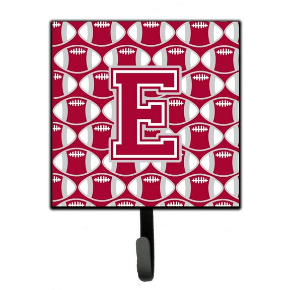 Letter E Football Crimson grey and white Leash or Key Holder