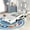 White + Pine, variant on Luckynote Twin Race Car Bed, Wood Platform with Wheels, Car-Shaped Themed Design for Bedroom, White
