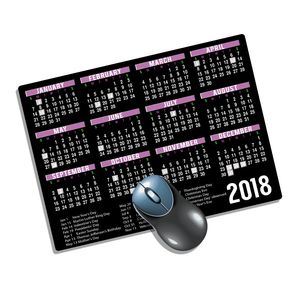 Premium 2018 Calendar mouse pad1/4" Nonskid Thick Gaming Mousepad