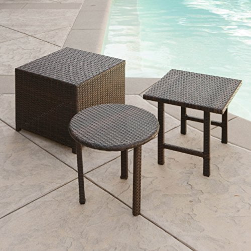 Lakeport Outdoor 3pc Brown Wicker Table Set Walmart Com Walmart Com